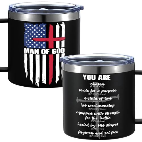 Man Of God Tumbler, 14oz Christian Traveling Cup With Bible Verse – Inspirational Birthday, Baptism, Or Catholic Faith Gift For Men - color: Man Of God