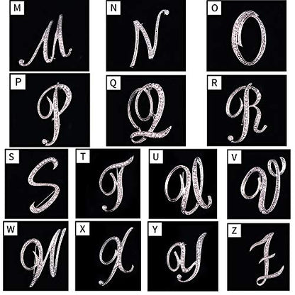 Letter Brooch Pins Initial Rhinestone Brooch for Women Crafts Silvery A-Z - color: Silver S