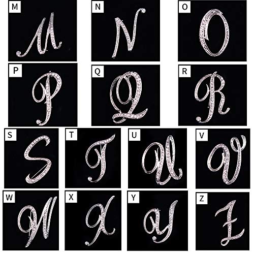 Letter Brooch Pins Initial Rhinestone Brooch for Women Crafts Silvery A-Z - color: Silver P