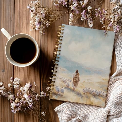 Christian Notebook Journal - Jesus Christian Gifts for Women, Inspirational Bible Journal Notebooks for Note Taking, Bible Study, Prayer & Church Notes, A5 Spiral Notebook (Jesus-Bule&White) - color: Jesus-Bule&White