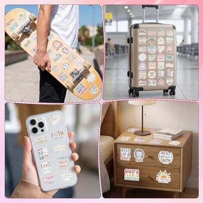 100 Pcs Boho Bible Verse Stickers Religious Water Bottle Stickers - style: Boho Bible Verse
