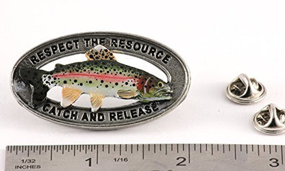 Rainbow Trout Pin, Catch and Release, Lapel, Hat, Pins, Brooch, Brooches, Jewelry, Gift, Handmade in the USA, 200 Fish Designs Available. - color: Hand Painted