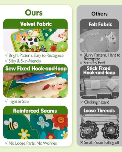 hahaland Busy Book for Toddlers 1-3 - Montessori Toys 1 Year Old Busy Board - style: Farm