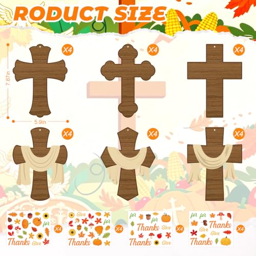 PAIVSUN 24Pcs Fall Crafts for Kids DIY Thanksgiving Cross Sticker Ornaments - style: Fall Cross