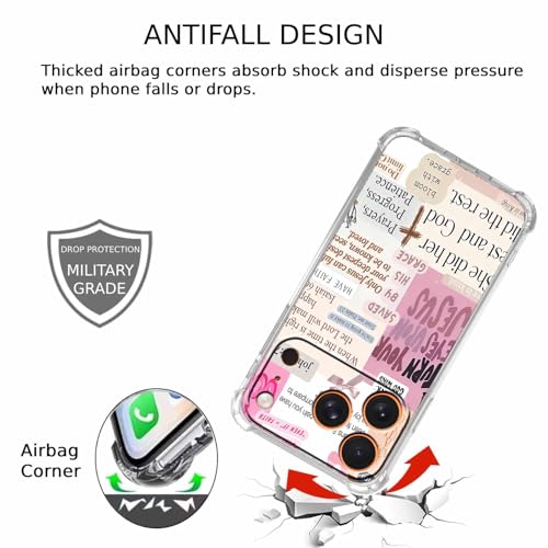 Christian Quotes Aesthetic Vintage Jesus Bible Verse Collage Pattern,Soft TPU Bumper Case for iPhone 17 Pro,#3 - color: Bible 3, size: iPhone 17 Pro