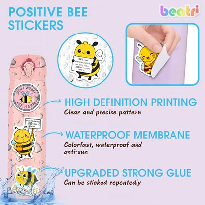 BEATRI Positive Bee Stickers 50Pcs Waterproof Vinyl Bee Decorations - color: Bee Stickers