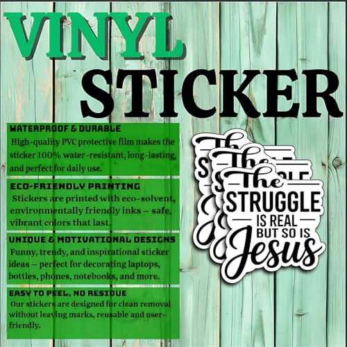 (3Pcs) The Struggle is Real But So is Jesus Stickers Christian Inspirational Verse Waterproof Vinyl Decal Kindle Water Bottle Bumper Car Hard Hat Phone Laptop Religious Scripture Prayer Gifts 3x2.5
