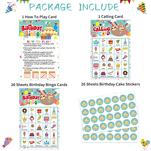 FLYAB Birthday Bingo Game for Kids Adults 26 Players Birthday Bingo Cards - color: Z