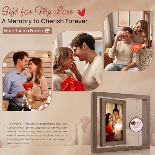 LukieJac Valentine’s Day Gift - I Love You Gifts Couple Frames - Anniversary Birthday Christmas I Miss You Gifts for Her, Him Romantic Rotating 4x6 Picture Frame - color: To My Love