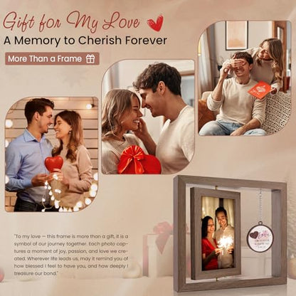 LukieJac Valentine’s Day Gift - I Love You Gifts Couple Frames - Anniversary Birthday Christmas I Miss You Gifts for Her, Him Romantic Rotating 4x6 Picture Frame - color: To My Love
