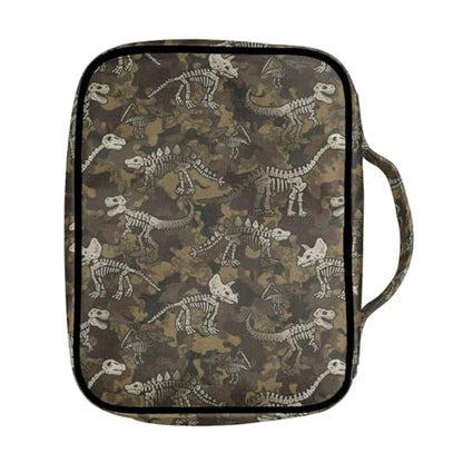 Coldinair Camouflage Dinosaur Bible Covers for Women Bible Case with Bookmark Large Carrying Book Case Church Bag Protective with Pocket and Zipper - color: Camouflage Dinosaur