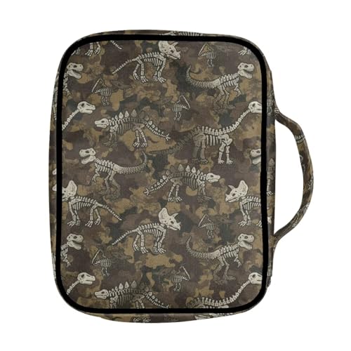 Coldinair Camouflage Dinosaur Bible Covers for Women Bible Case with Bookmark Large Carrying Book Case Church Bag Protective with Pocket and Zipper - color: Camouflage Dinosaur
