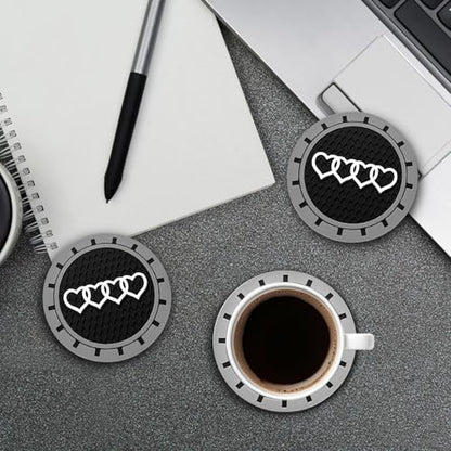 2.75in 2Pack - Love Heart Car Cup Holder Coaster for Audi A3 A4 A6 A8 Q2 Q3 Q5 Q7 Q8 S3 S5 S6 RS3 RS4 RS7 R8 TT Recessed Anti Slip Silicone Cupholder Coaster Interior Accessories - color: S/W