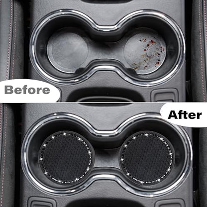BFXM 2 PCS Bling Cup Holder Coasters for Car, 2.75 inch Diamond Universal Non-Slip Silicone Cup Holder Coasters, Sparkly Bling Car Accessories for Women(Black Diamond) - color: Black Diamond on Black Set