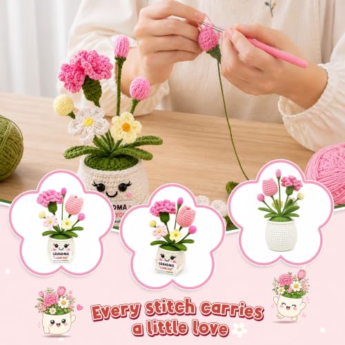 Positive Crochet Flower Gifts for Grandma I Love You Grandma Birthday Gifts - color: Grandma