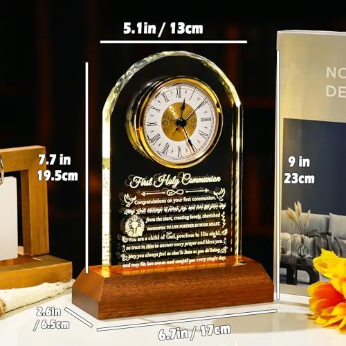 Arikyrist Glass Clock First Holy Communion Gifts for Girls Boys Catholic - color: Holy Communion