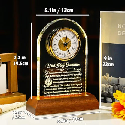 Arikyrist Glass Clock First Holy Communion Gifts for Girls Boys Catholic - color: Holy Communion