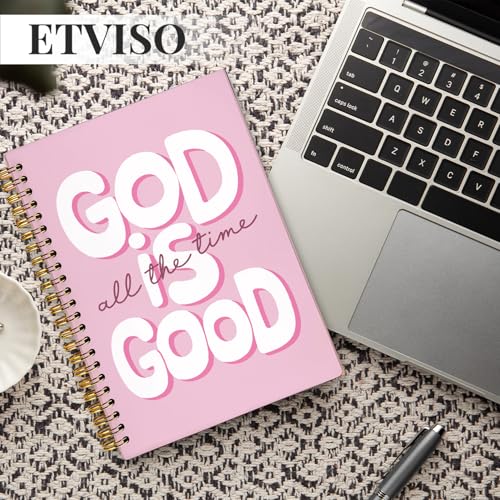 ETVISO Pink Bible Study Journal Notebook for Women, Inspirational Christian Gifts for Women, Prayer Bible Supplies Journal, Church Notes Notebook, Cute Preppy Hardcover Spiral Notebooks 5.5x8.3 - color: 04-Bible(Hot Pink)