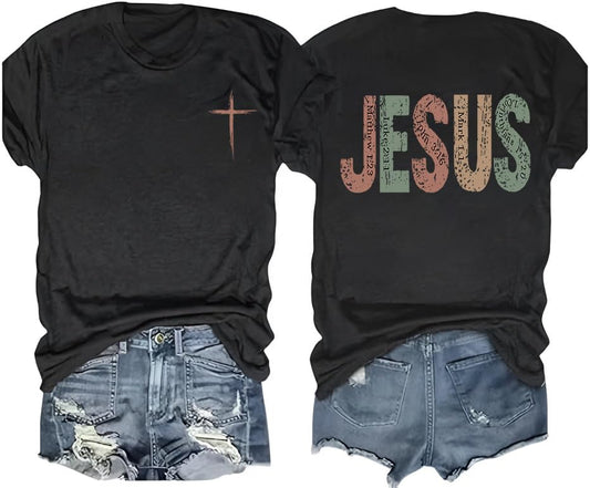 Christian Shirts for Women Jesus Tees Faith Shirts Bible Verse Print Tops - color: Darkgraya, size: Small