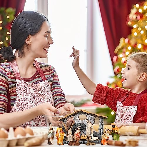 Geetery Cartoon Christmas Nativity Set with Manger Figurines, Simple