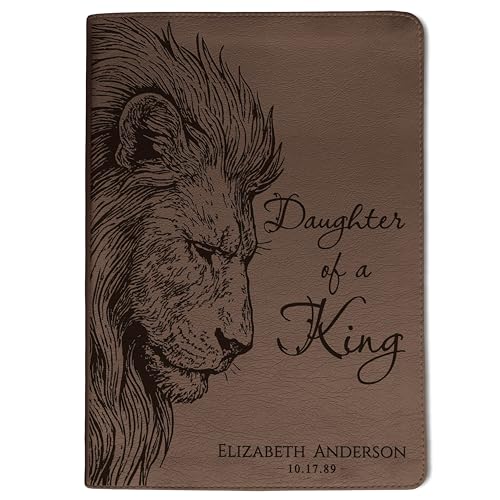 STARKENBURG COMPANY Personalized ESV Journaling Bible, Daughter of a King Lion Design, Custom Engraved Name, Christian Gift, Baptism Gift, Bible Gift for Her
