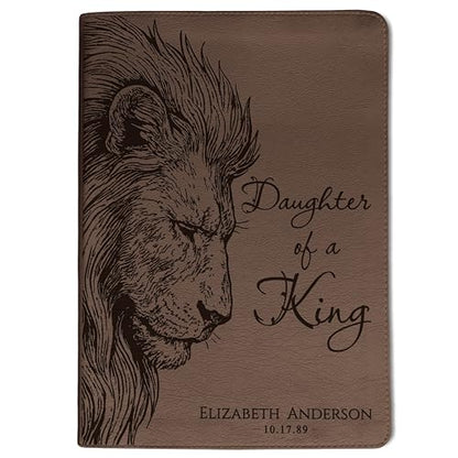 STARKENBURG COMPANY Personalized ESV Journaling Bible, Daughter of a King Lion Design, Custom Engraved Name, Christian Gift, Baptism Gift, Bible Gift for Her