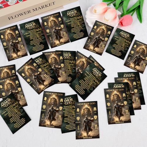 Gospel Tract Card Plan of Salvation 240 Pcs Armor of God Cards Pocket Holy Postcards Christian Scripture Knight Gospel Tracts Bookmark Gifts for Women Men Party Sunday School Church - color: Armor of God