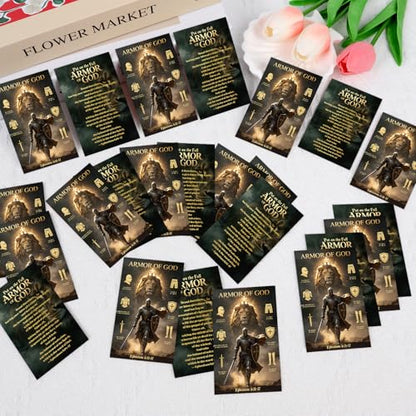 Gospel Tract Card Plan of Salvation 240 Pcs Armor of God Cards Pocket Holy Postcards Christian Scripture Knight Gospel Tracts Bookmark Gifts for Women Men Party Sunday School Church - color: Armor of God
