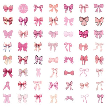 110pcs Pink Bow Sticker Pack.Cute Aesthetic Waterproof Decals for Water Bottles Notebook Laptop Scrapbook,Coquette Stickers for Girls Womens Adults Gifts - color: 110 - Pink Bows