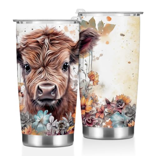 Cow Print Stuff Tumbler, Western Decor Gifts for Women Men Cow Lovers Teacher Appreciation Birthday Christmas Western Coffee Mug Stainless Steel Vacuum Insulated Double Wall Travel Cup with Lid 20oz - color: Cow 1158