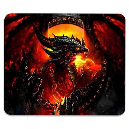 Abstract Dragon of Flames Shadows Mouse Pad, Fantasy Art Durable Desk Mat - color: Color_DE0019XX