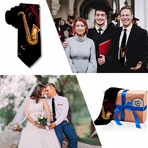 Men's Ties Novelty Tie Necktie for Men Teen Boys Multicolor Tie Party Holiday Thanksgiving Christmas - color: Gold Saxophone
