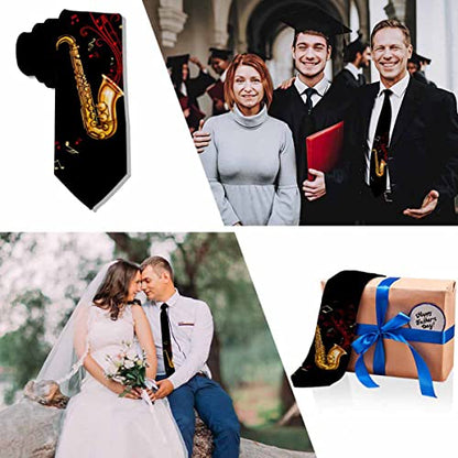 Men's Ties Novelty Tie Necktie for Men Teen Boys Multicolor Tie Party Holiday Thanksgiving Christmas - color: Gold Saxophone