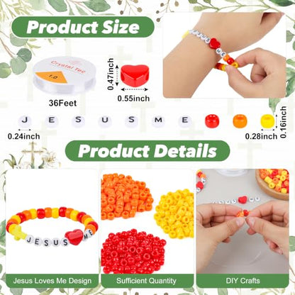 36 Sets Fall Religious Bead Bracelet Kits, Orange - color: orange