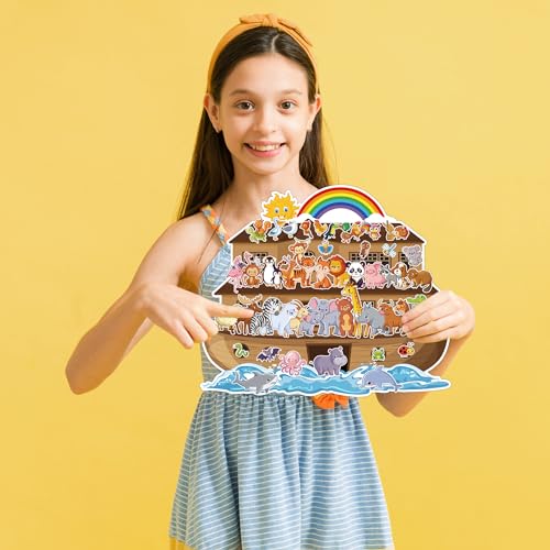 11 Set Noah's Ark Animal Sticker Scene Kit for Kids DIY Craft - color: A