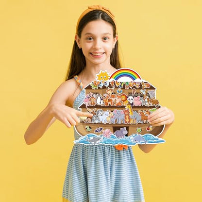 11 Set Noah's Ark Animal Sticker Scene Kit for Kids DIY Craft - color: A