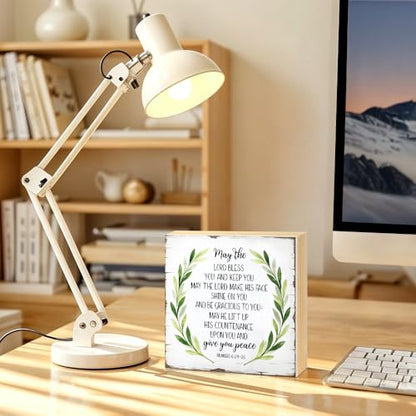 May The Lord Bless You Wood Block Plaque Box Sign 5.9 * 5.9 - color: white022