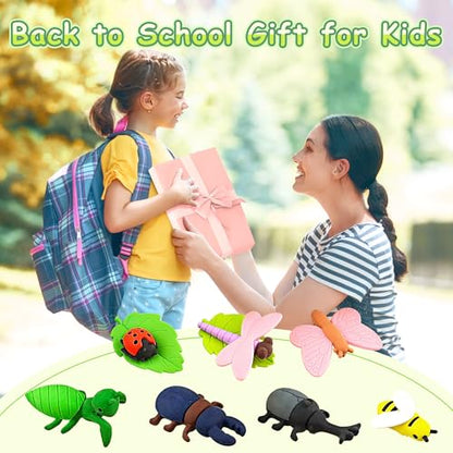 35 pcs Insect Erasers for Kids Desk Pet,3D Take Apart Butterfly Erasers for Kids Classroom Prizes, Class Treasure Box,Game Rewards,Party Favors - color: Insect-35