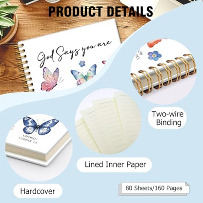 God Says You are Butterfly Spiral Notebook Gifts for Women Christian - color: Multi & Pink & White