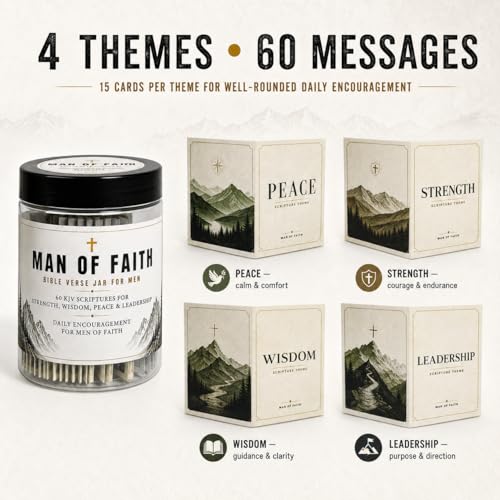 Bible Verse Jar for Men, 60 Scripture cards with bible verses, Gift for men - color: Man of Faith