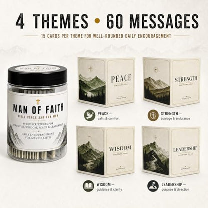 Bible Verse Jar for Men, 60 Scripture cards with bible verses, Gift for men - color: Man of Faith