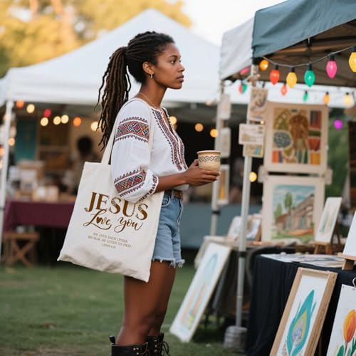 Christian Canvas Tote Bag,Christian Bags For Women. - color: White Christian Totebag-4