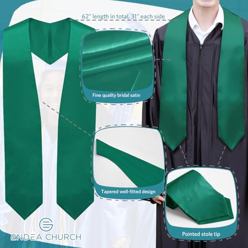 Premium Choir Traditional Stole - Solid Color - Satin - Unisex - color: Emerald