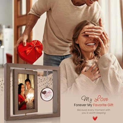 LukieJac Valentine’s Day Gift - I Love You Gifts Couple Frames - Anniversary Birthday Christmas I Miss You Gifts for Her, Him Romantic Rotating 4x6 Picture Frame - color: To My Love