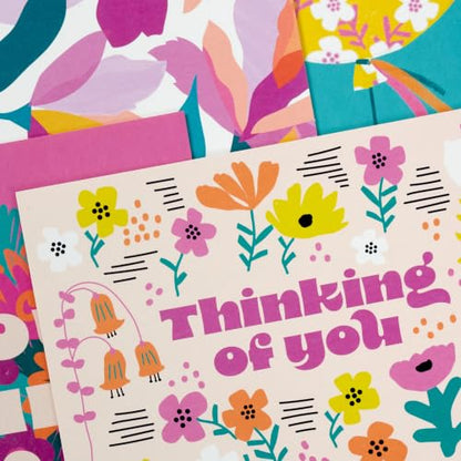 Hallmark Thinking of You Cards, Assorted 16-Pack (Modern Flowers)