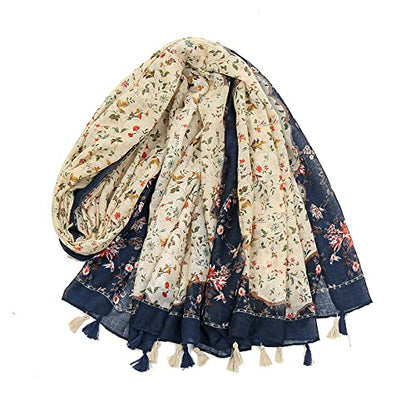 Yeieeo Boho Scarf for Women Lightweight Floral Printed Scarf Fall Winter Fashion Fringed Shawl - color: Floral 20