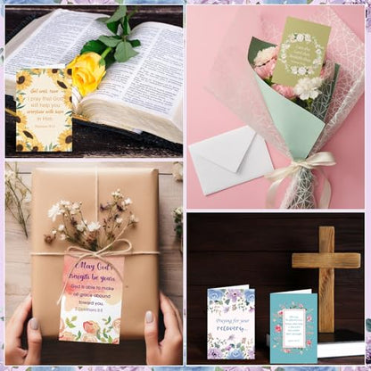 50 Christian Get Well Cards Bulk, 4 x 6 Inch Floral Christian Sympathy Card - style: Watercolor Floral
