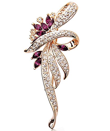 Merdia Created Crystal Brooch Fancy Vintage Style Flower Brooch Pin for Women, girls, ladies with Blue/Purple Created Crystal | Vintage Fashion | Brooches and Pins for Women | Ladies Jewelry - color: Purple
