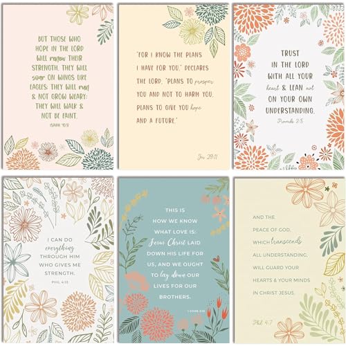 6 Pcs Greeting Cards Inspirational Cards with Envelopes for Christian Bible Verses and Scriptures Blessings