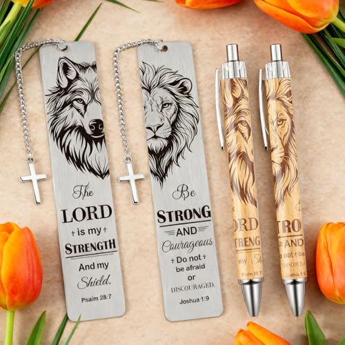 Christian Bookmark with Pen Gifts - Inspirational Religious Gift for Book Lovers, Bible Verse Christmas Birthday Appreciation Retirement Encouraging Graduation Present for Men Women Friends